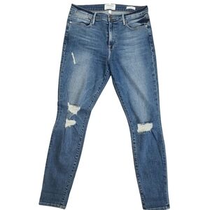 FRAME Le High Skinny Jeans - Distressed Medium Wash - 30 (10)